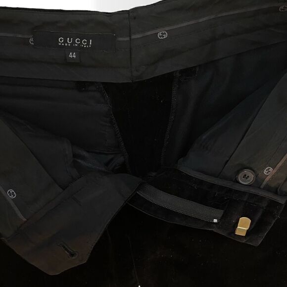 ❤️SOLD❤️ TOM FORD for GUCCI Black Wide Leg Velvet Pants |Size: 44| - Picture 12 of 14